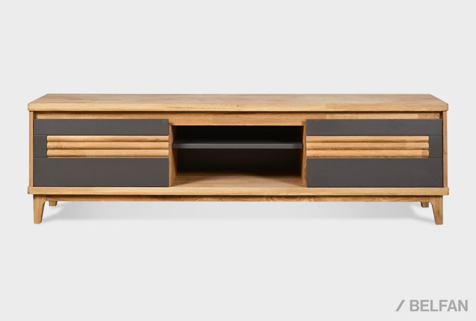 Тумба под ТВ "Уоллстрит" 170 (с нишей) массив дуба, МДФ 6