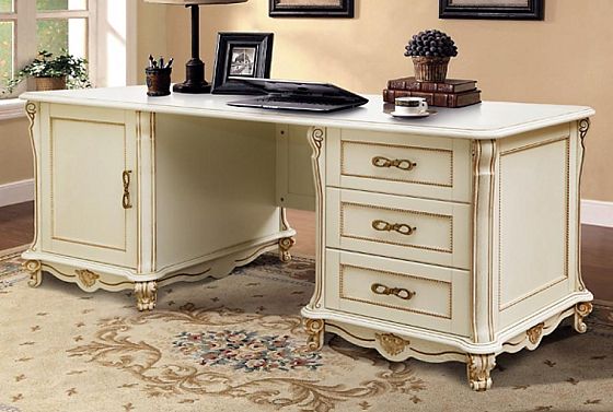 Стол письменный "Алези" с приставкой массив и шпон дуба 4