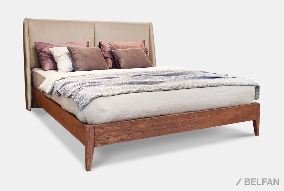 Кровать "Сакраменто" (мягкое изголовье) массив дуба 1