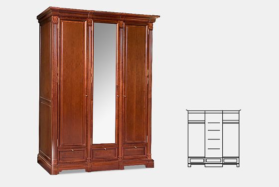 Шкаф для платья и белья "Престиж" 23 массив и шпон берёзы 3