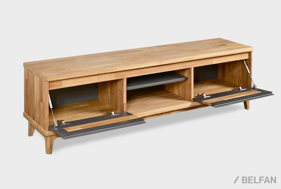 Тумба под ТВ "Уоллстрит" 170 (с нишей) массив дуба, МДФ 3