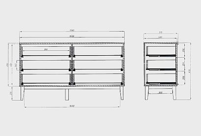 Комод "Чикаго" (6 ящиков); *ВМФ-1768; платина
