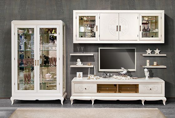 Шкаф с витриной 2-х дверный "Соната" массив и шпон дуба 7