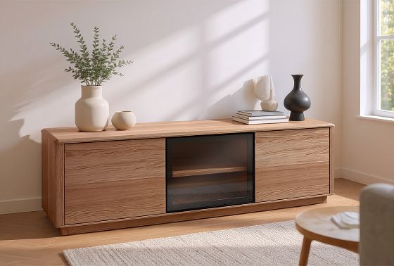 Тумба под ТВ «Тор» (стекло) массив дуба 4