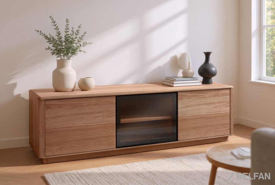 Тумба под ТВ «Тор» (стекло) массив дуба 1