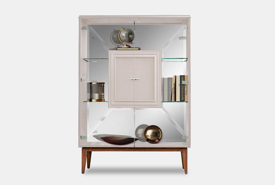 Тумба высокая "Сакраменто" (стекло); кашемир, орех