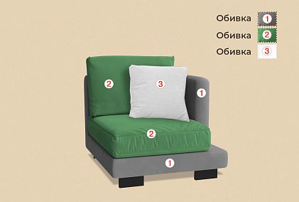 "Леформ" секция 1-но местная с подлокотником