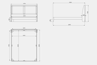 Кровать "Сакраменто" (мягкое изголовье); без основания, без матраса; *А-016.160М; (1600x2000); орех; Tiffany 12 Azur