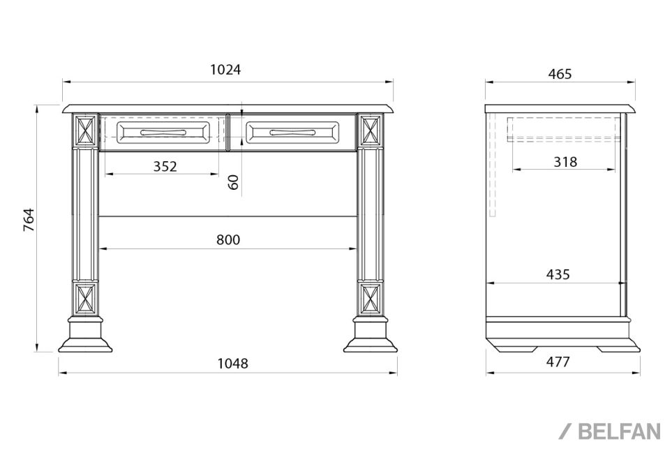 Стол туалетный "Верди Люкс" массив и шпон дуба 3