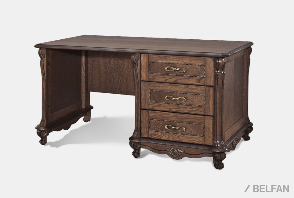 Стол письменный "Алези 1" с ящиками (1 тумба справа) массив и шпон дуба 1