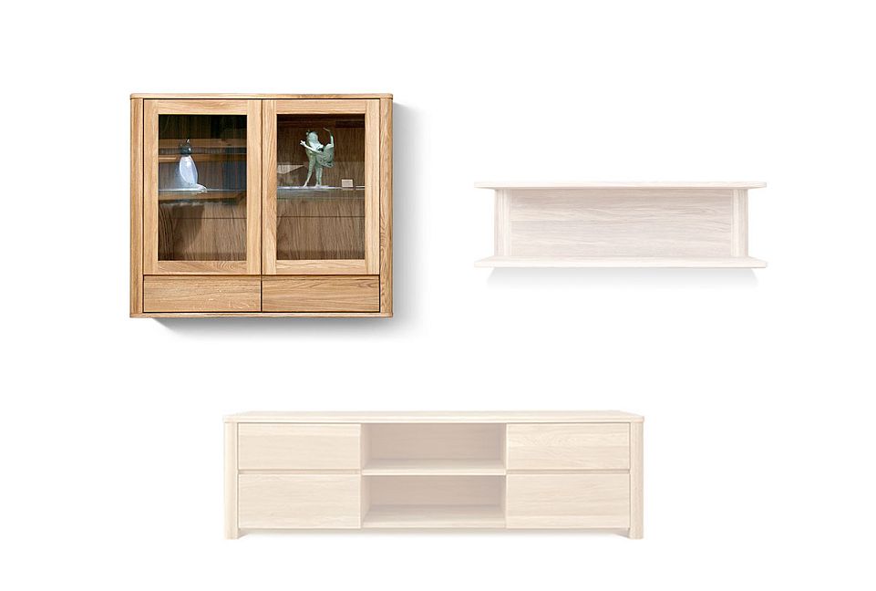 Шкаф навесной 2-х секц. "Норд" (с ящиками); белёный дуб