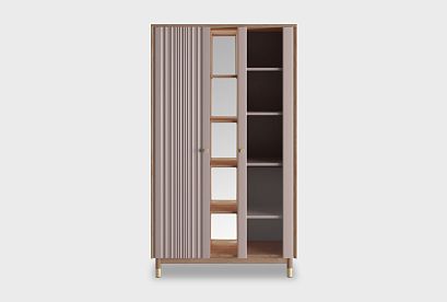 Витрина 2-х дверная "Меридиан" с нишей (комбинированная); *А-017.185; к-торфяной дуб, ф-нирвана