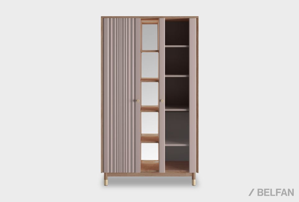 Витрина 2-х дверная "Меридиан" с нишей (комбинированная) массив дуба, МДФ 1