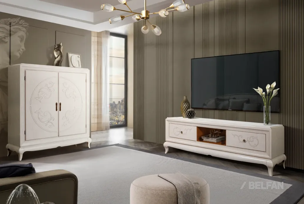 Гостиная «Соната» #17 белая эмаль с тёмной патиной