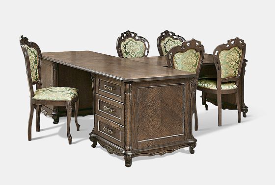 Стол письменный "Алези" с приставкой массив и шпон дуба 4