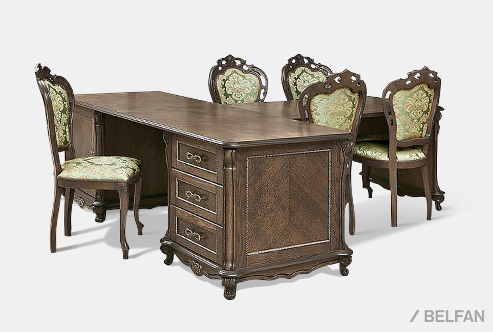 Стол письменный "Алези" с приставкой массив и шпон дуба 1