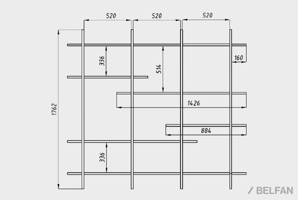 Стеллаж навесной "Арт" массив дуба 2