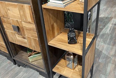 Стеллаж "Арт" 420; узкий; *КМ-009.420; бейц-масло, чёрный металл