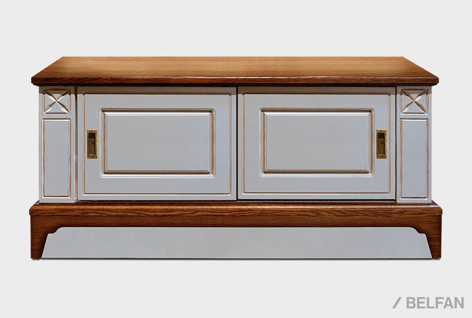 Тумба под ТВ "Бриансон" (купе) массив и шпон дуба, МДФ 1