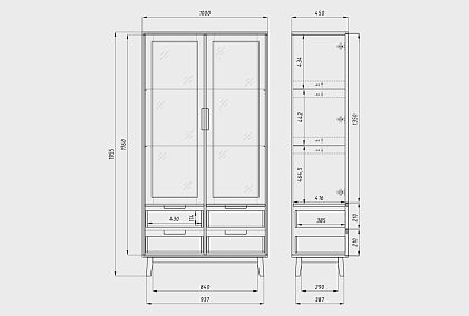 Шкаф с витриной 2-х дверный "Ирвинг"