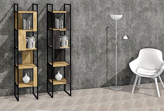 Стеллаж "Арт" 430 массив дуба, металл 4