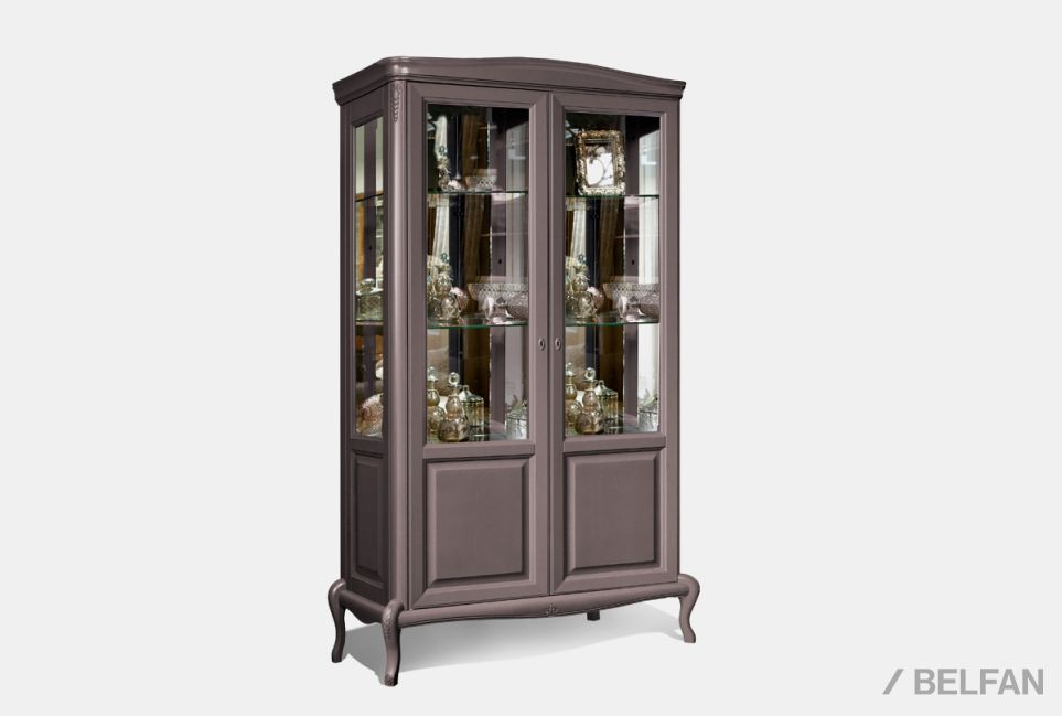 Шкаф с витриной 2-х дверный "Флерон" массив и шпон бука, шпон дуба 1