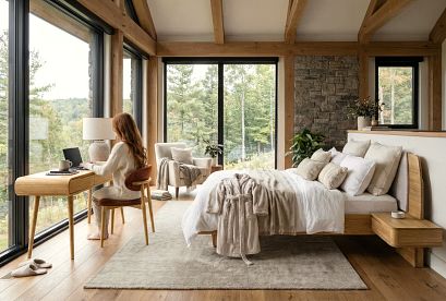 Кровать "Монблан" (с прикроватными тумбами); без основания, без матраса; (1600x2000); бейц-масло; Enjoy 20 Silver