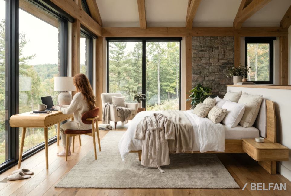 Кровать "Монблан" (с прикроватными тумбами) массив дуба 6