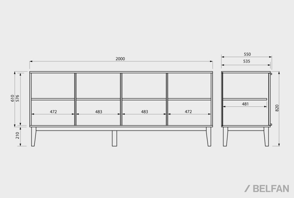 Тумба 4-х дв. "Чикаго" массив и шпон дуба 8