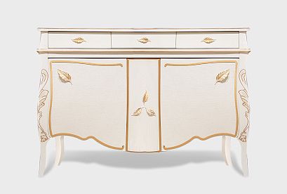 Тумба "Трио"; с баром; *MM-279-07; белая эмаль с золотой патиной