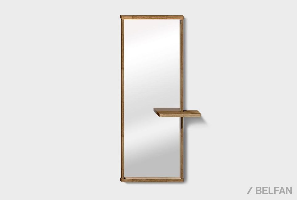 Зеркало настенное с полкой "Уоллстрит" (прямоугольное) массив дуба 2