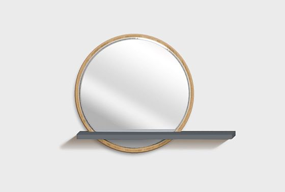 Зеркало настенное с полкой "Уоллстрит" (круглое) массив дуба 9