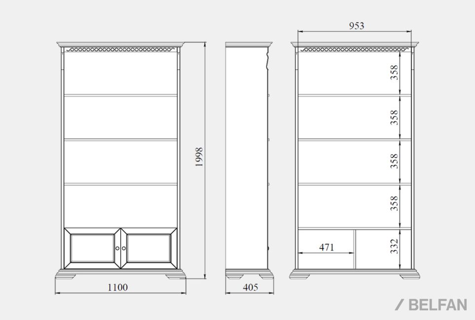 Стеллаж "Лика" массив и шпон дуба 3