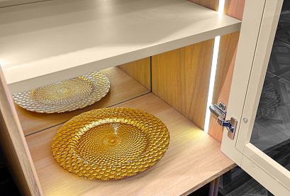 Витрина 1-но дверная «Авеню» (правая); *А-019.210; к-персиковое масло, ф-нюд