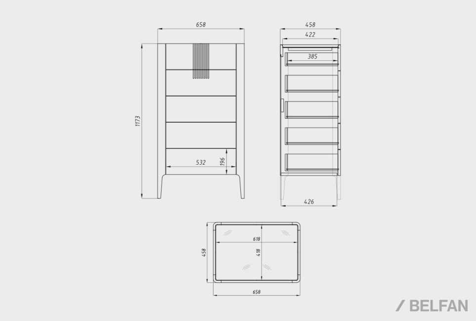 Комод "Бергамо" 5 (высокий) массив дуба 5