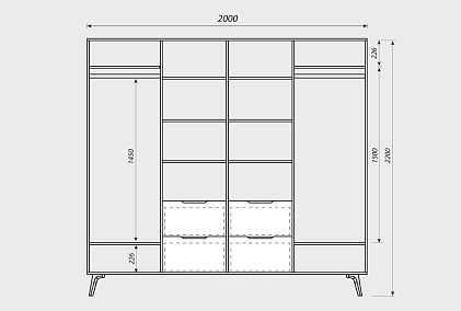 Шкаф для одежды 4-х дверный "Элва"