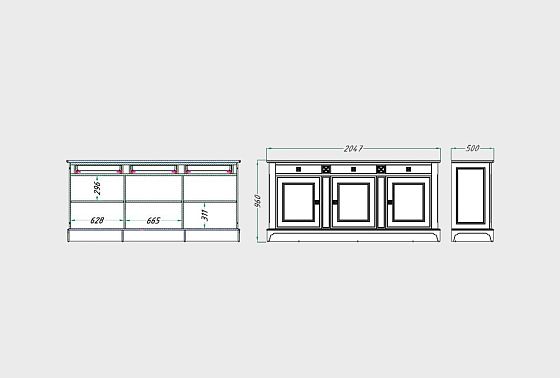 Тумба 3-х дверная "Бриансон" массив и шпон дуба, МДФ 8