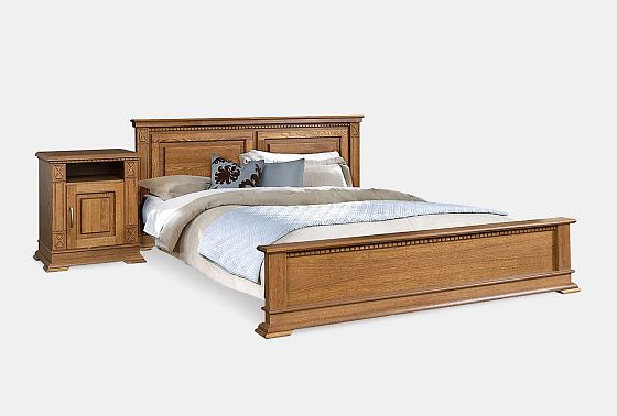 Кровать "Верди Люкс" (низкое изножье) массив и шпон дуба 2