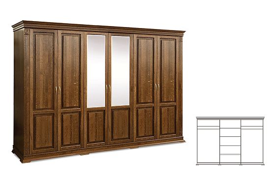 Шкаф 6-ти дверный "Верди Люкс" массив и шпон дуба 2