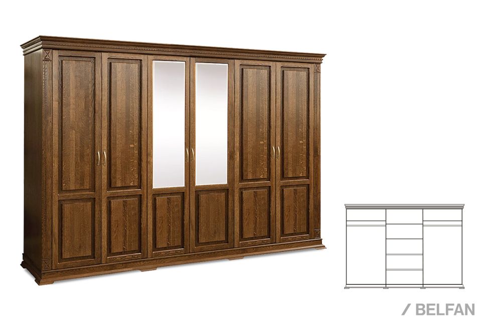 Шкаф 6-ти дверный "Верди Люкс" массив и шпон дуба 1