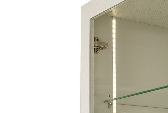 Шкаф с витриной 1-но дв. "Коста" левый (подсветка) массив и шпон дуба 5