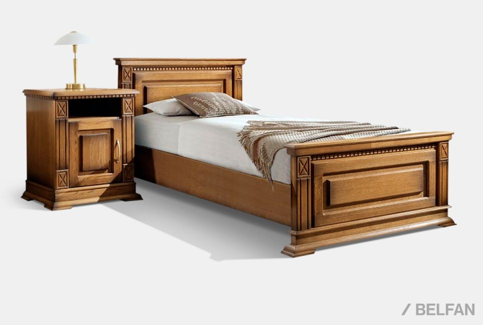 Кровать "Верди Люкс" (высокое изножье) массив и шпон дуба 1