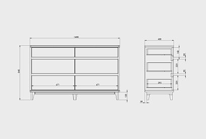 Комод "Уоллстрит" 6; *А-012.108; к-бейц-масло, ф-бейц-масло, вст-белый