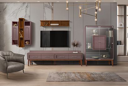 Тумба высокая "Сакраменто" (стекло); *А-016.84; кашемир, орех