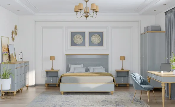 Спальня «Рандеву» #2. Цвет: серый 7042 + антик 24 Спальня «Рандеву» #2