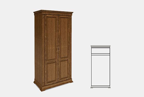 Шкаф 2-х дверный "Верди Люкс" массив и шпон дуба 3