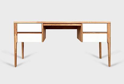 Стол письменный "Уоллстрит" (2 тумбы); *А-012.13.2; к-бейц-масло, ф-белый, вст-бейц-масло