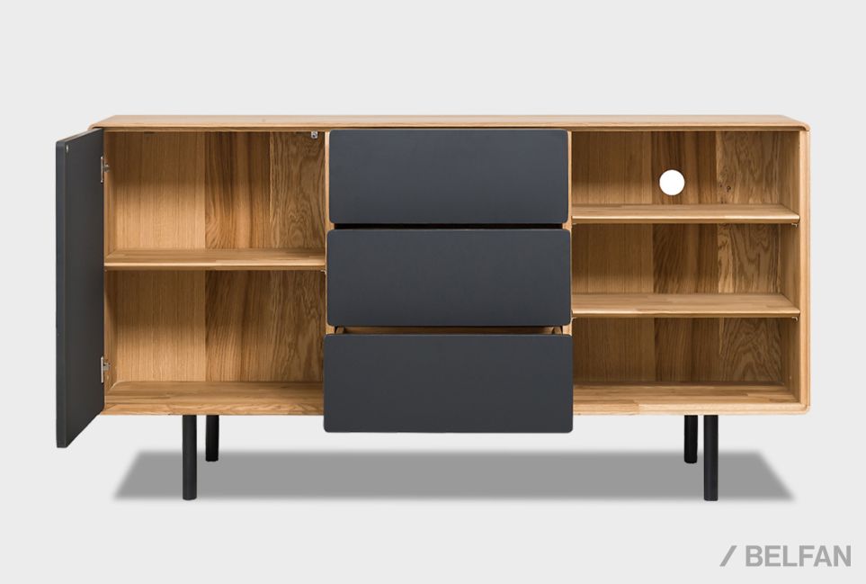 Тумба "Норман" 3 с нишей (правая) массив дуба, МДФ, металл 8