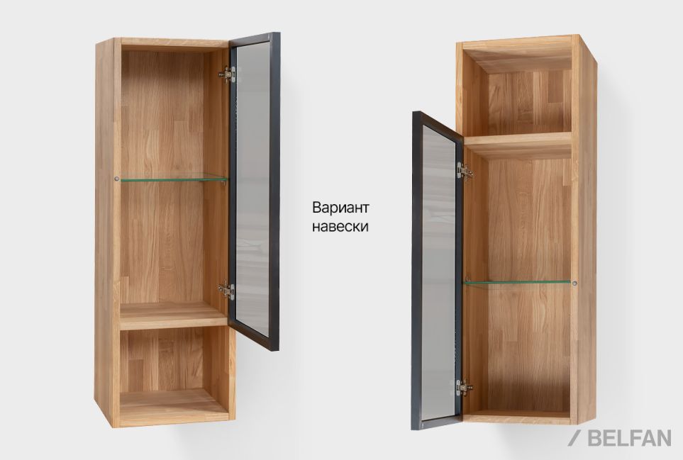 Шкаф настенный "Этна" стекло (правый) массив дуба 3