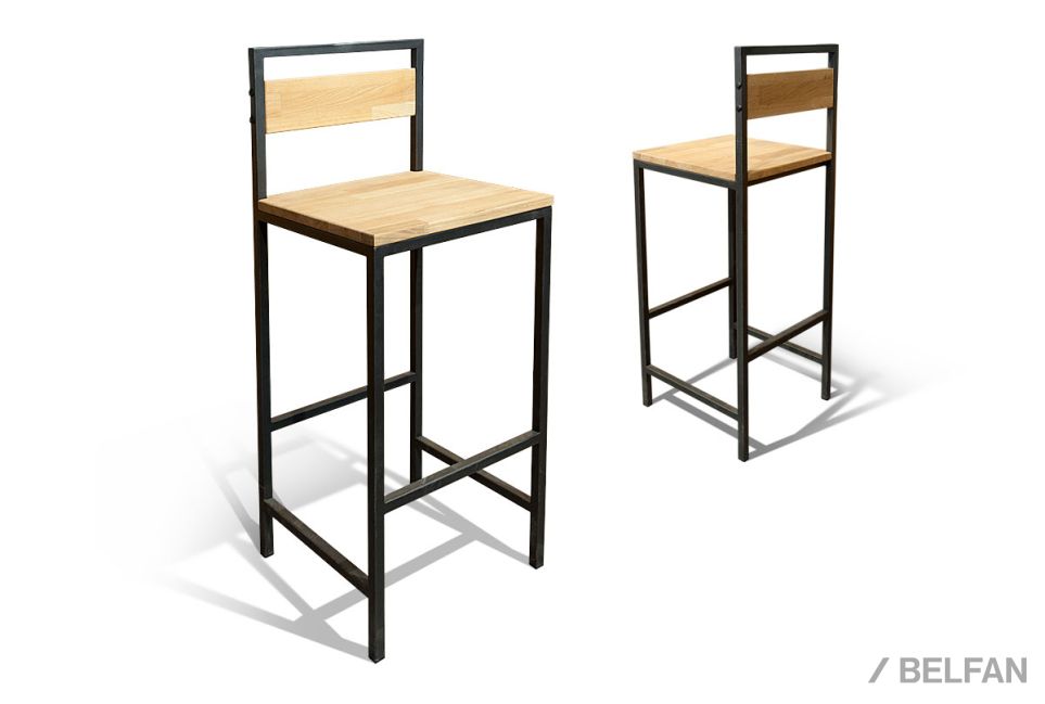 Стул барный "Арт" массив дуба, металл 2